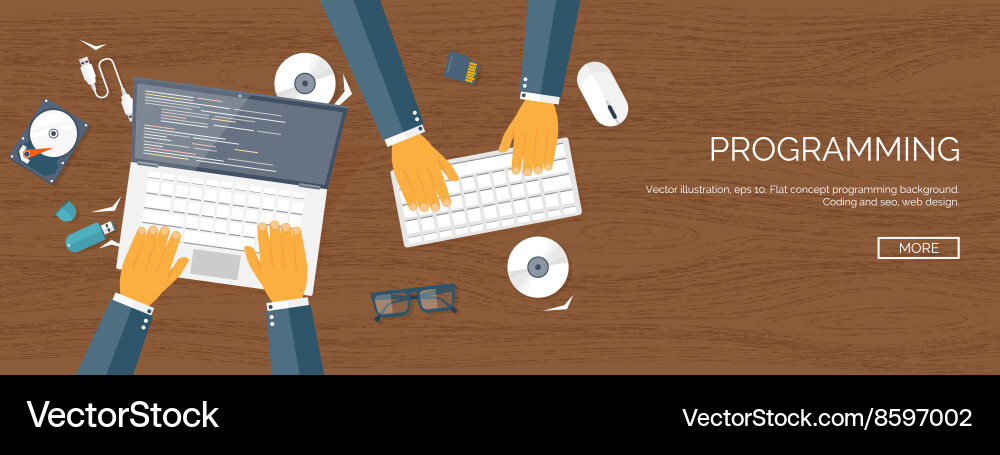 Flat background coding vector image
