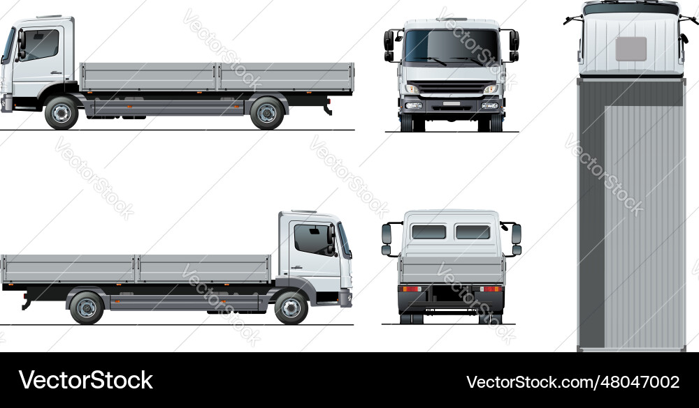 Flatbed truck template isolated on white Flatbed truck template isolated on white vector image