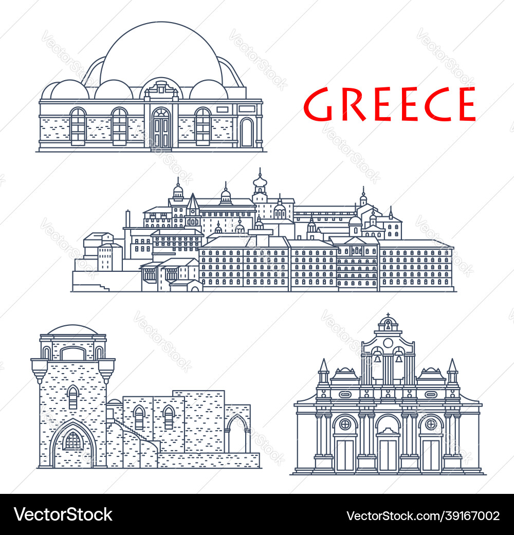Griechenland Gebäude griechischen Kirche Kloster Moschee Griechenland Gebäude griechischen Kirche Kloster Moschee vektorbild