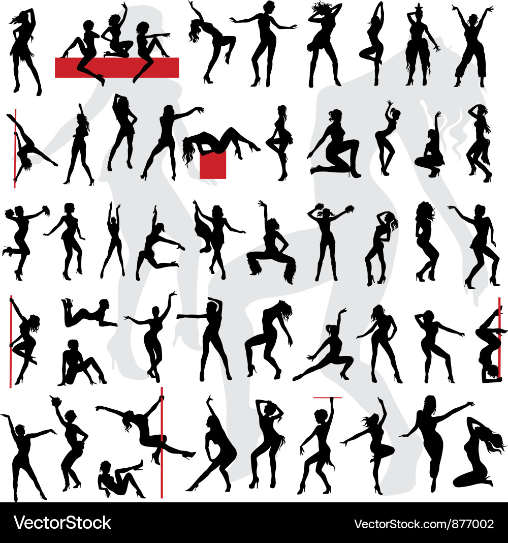 Sexy Go-Go Girls Silhouette vector image