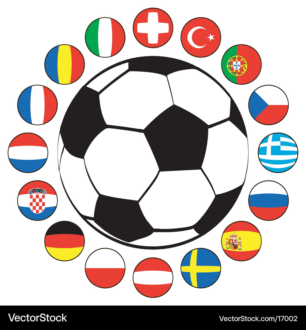 Soccer Ball with European Flags Vector Image