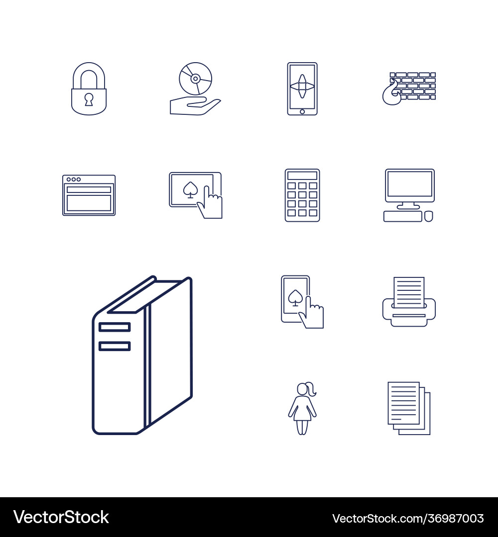 13 computer icons vector image