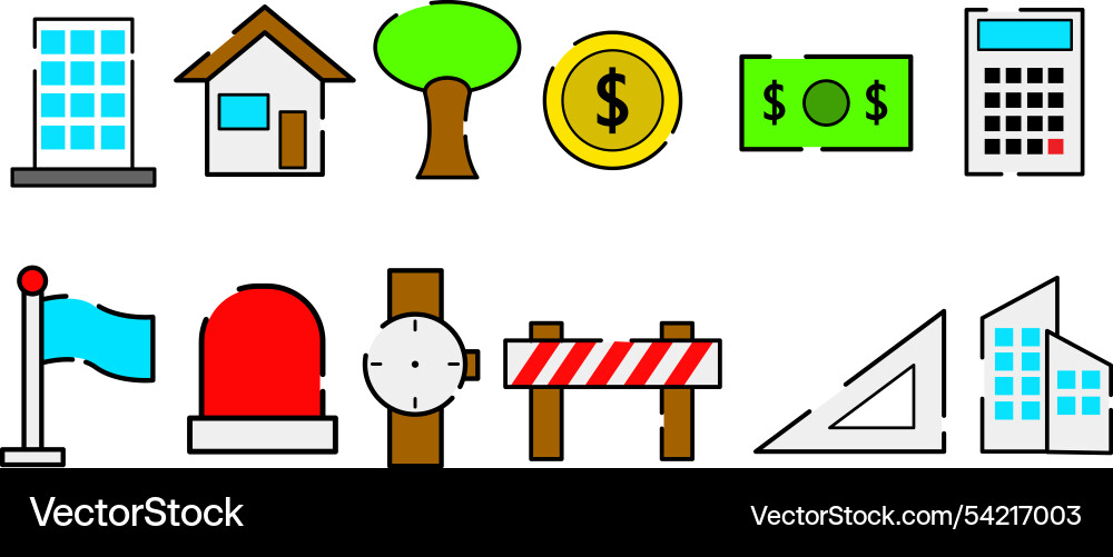 Building icon set for business Vector Image