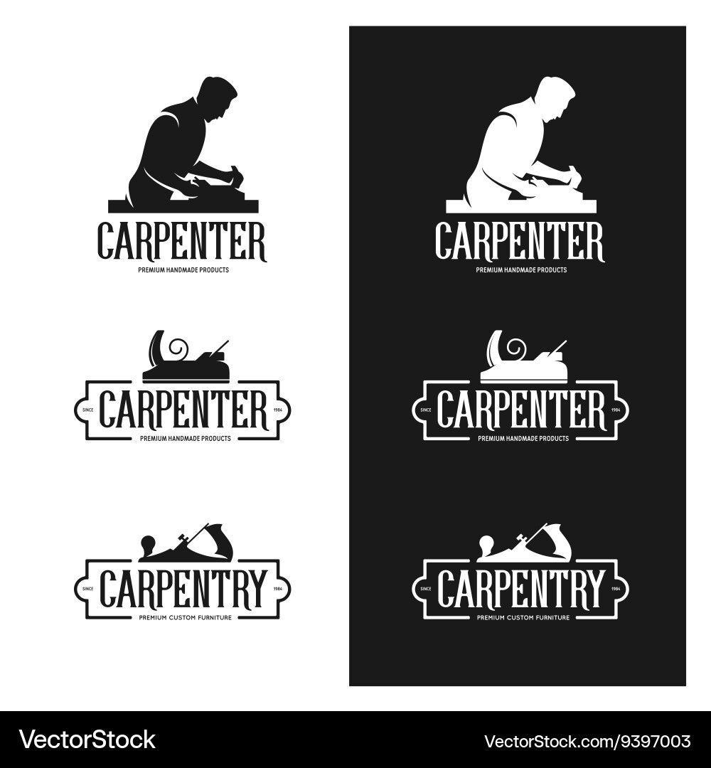 Carpenter Emblems & Labels Set vector image