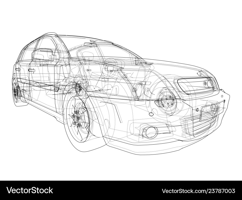 Concept car rendering of 3d Vector Image