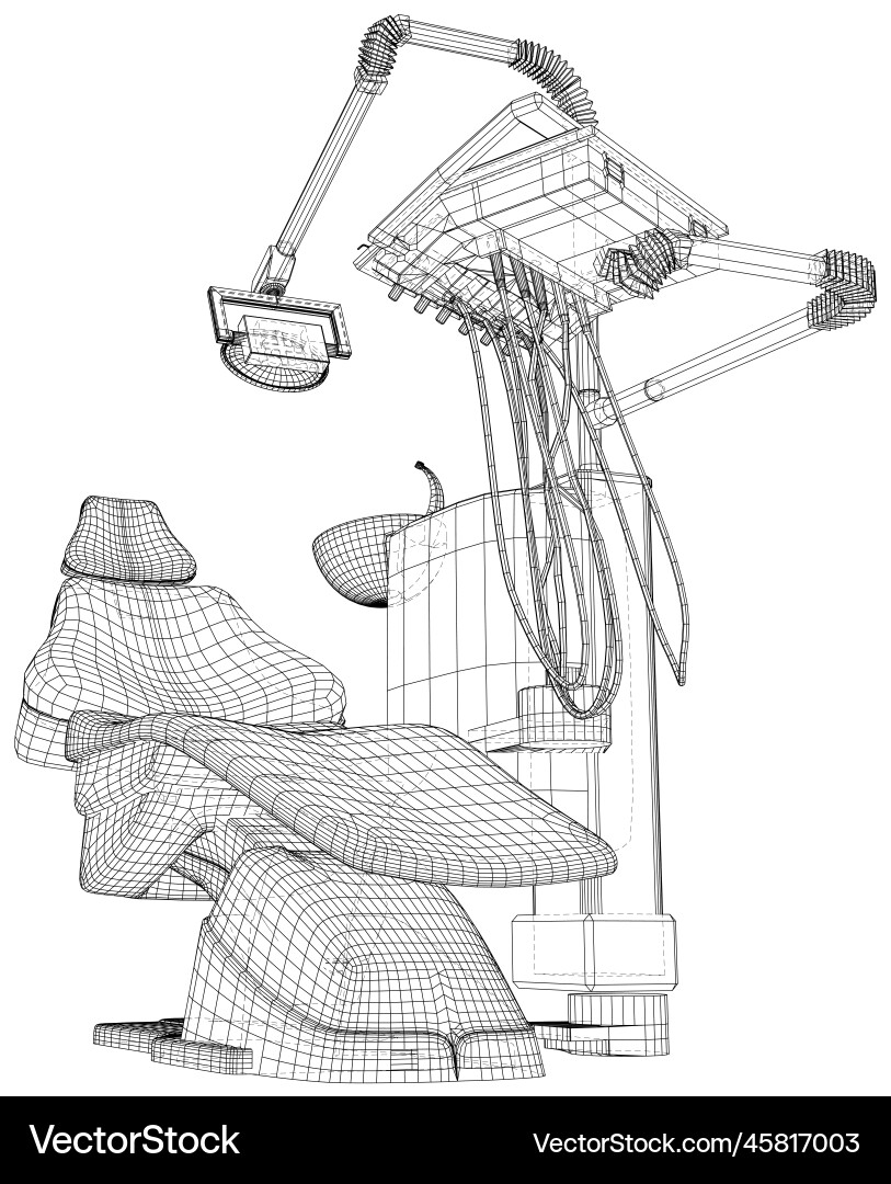 Dentist chair cabinet technical wire Dentist chair cabinet technical wire vector image
