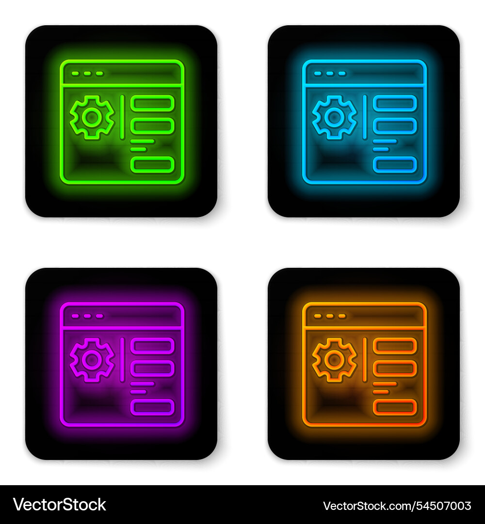 Glowing neon line browser setting icon isolated Vector Image