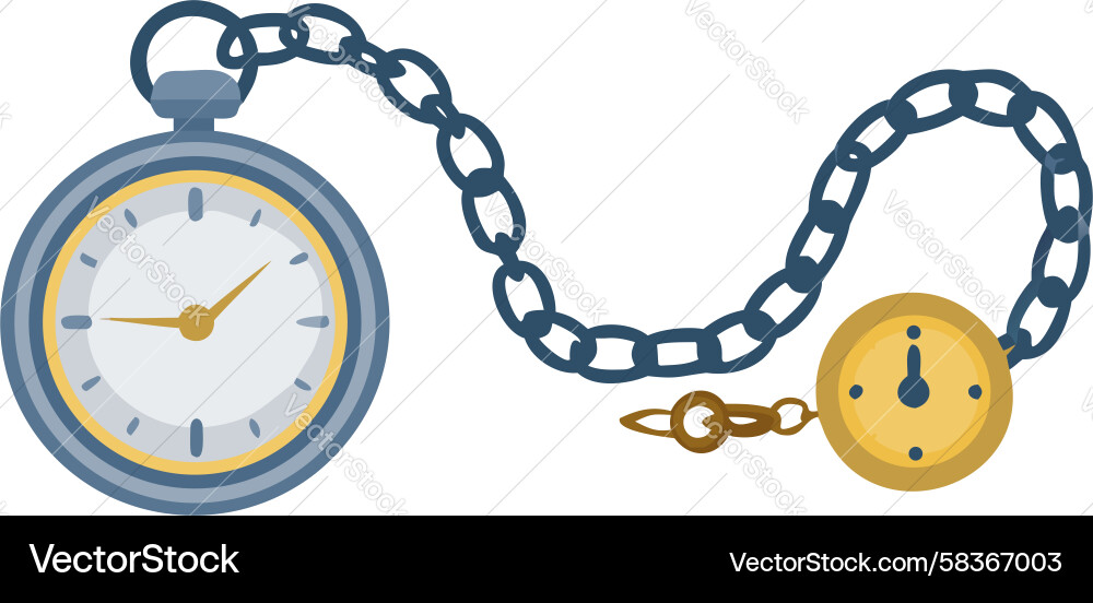 Ornate Pocket Watch with Chain Icon Vector Image