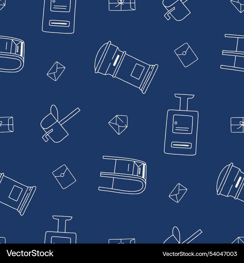 Outline mailbox envelope letter seamless pattern Outline mailbox envelope letter seamless pattern vector image