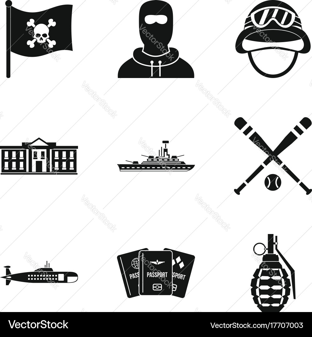 Rest in army icons set simple style Vector Image