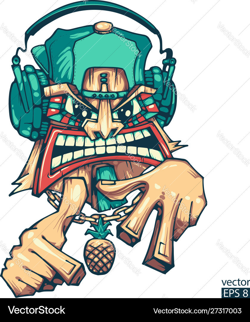 Tiki rapper dj Royalty Free Vector Image - VectorStock