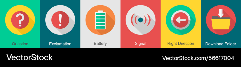 A set of 6 user interface icons as question vector image
