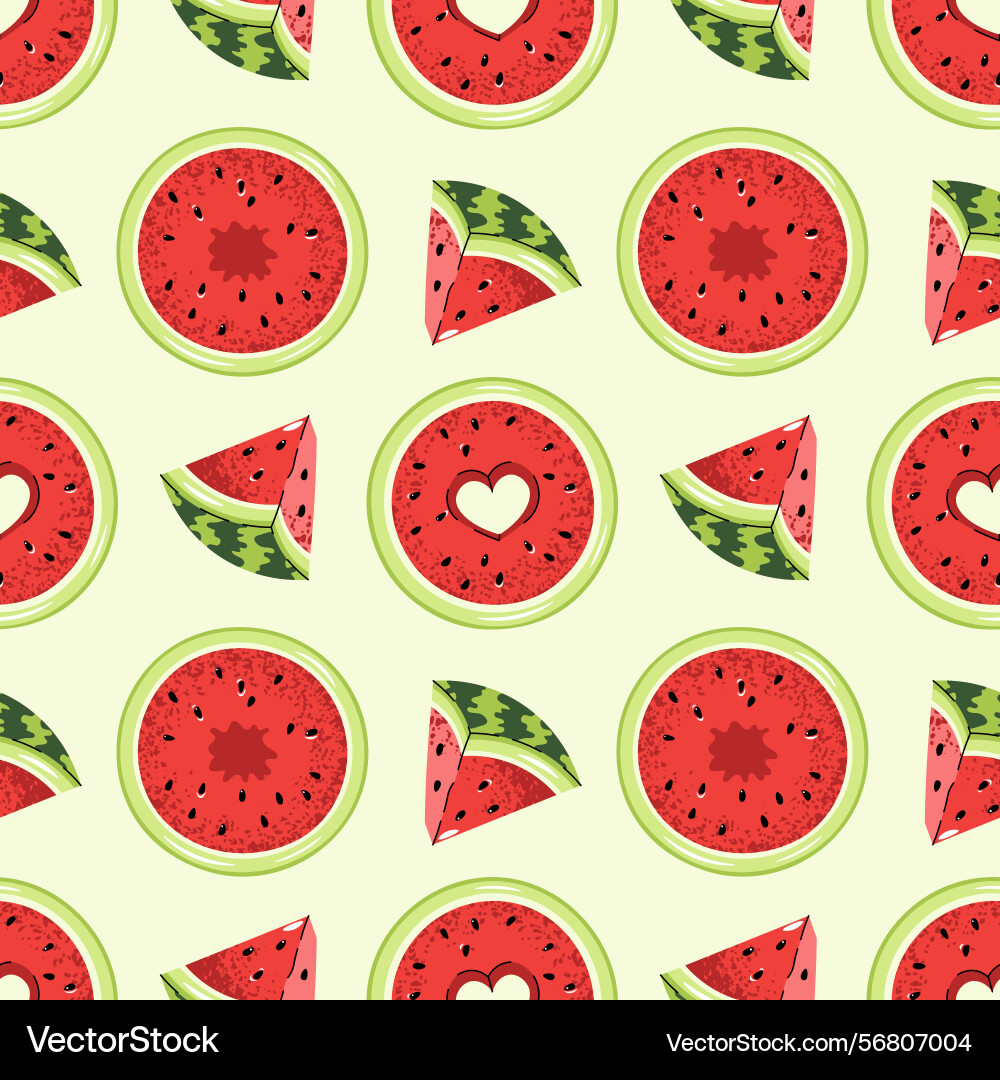 Flat style seamless pattern with watermelon slice Flat style seamless pattern with watermelon slice vector image