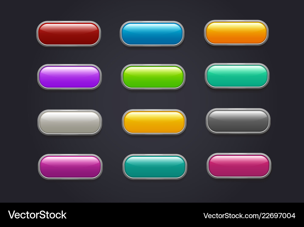 Game buttons glossy cartoon video button Vector Image