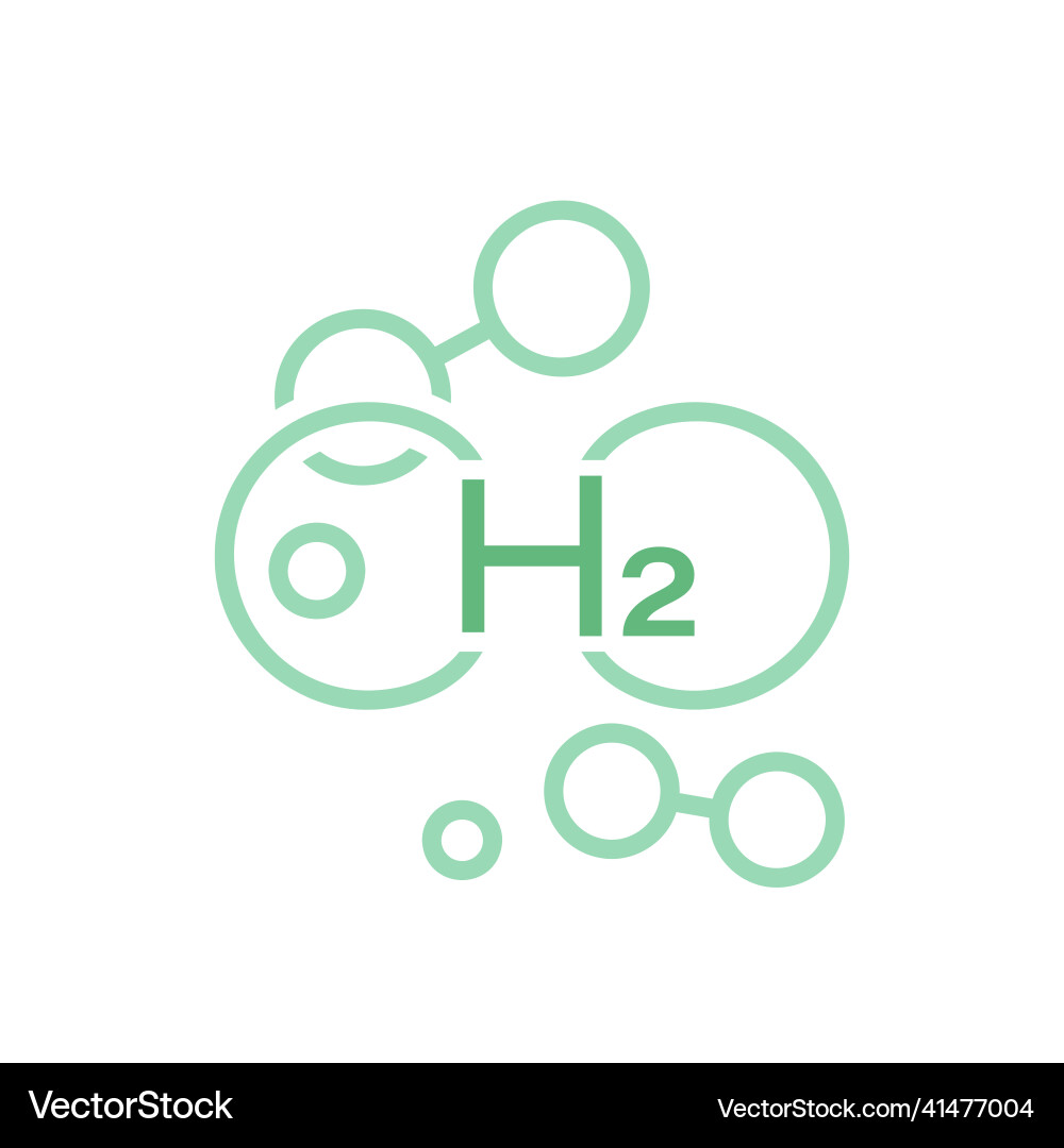 Green hydrogen molecule sign editable vector image