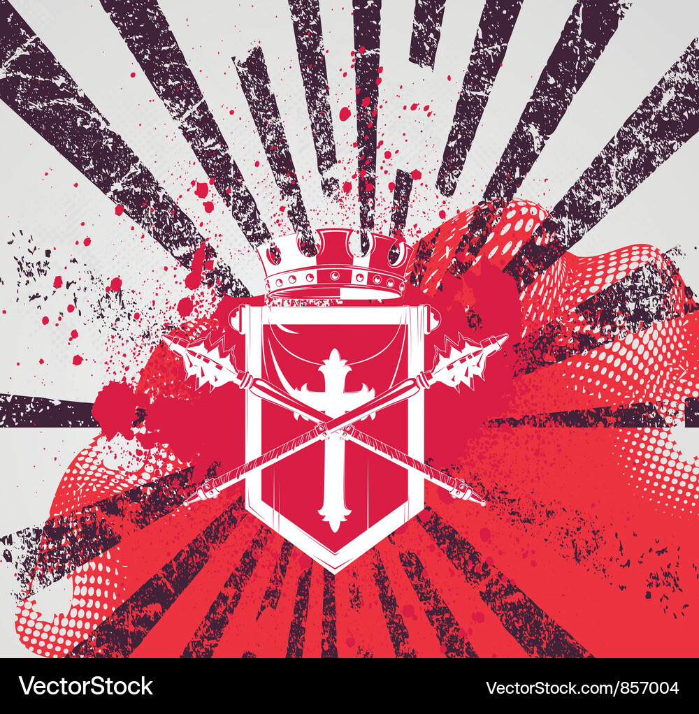 Grunge background with crest Vector Image
