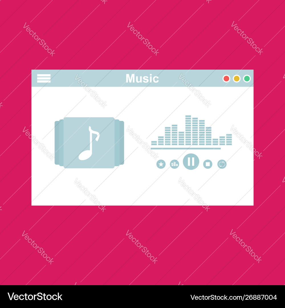 Media player application app template with flat Media player application app template with flat Vector Image