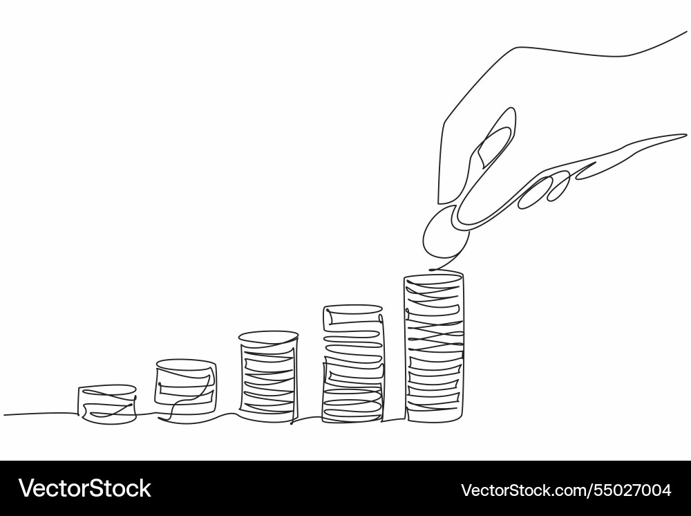 Single continuous line drawing 5 different stacks Single continuous line drawing 5 different stacks Vector Image