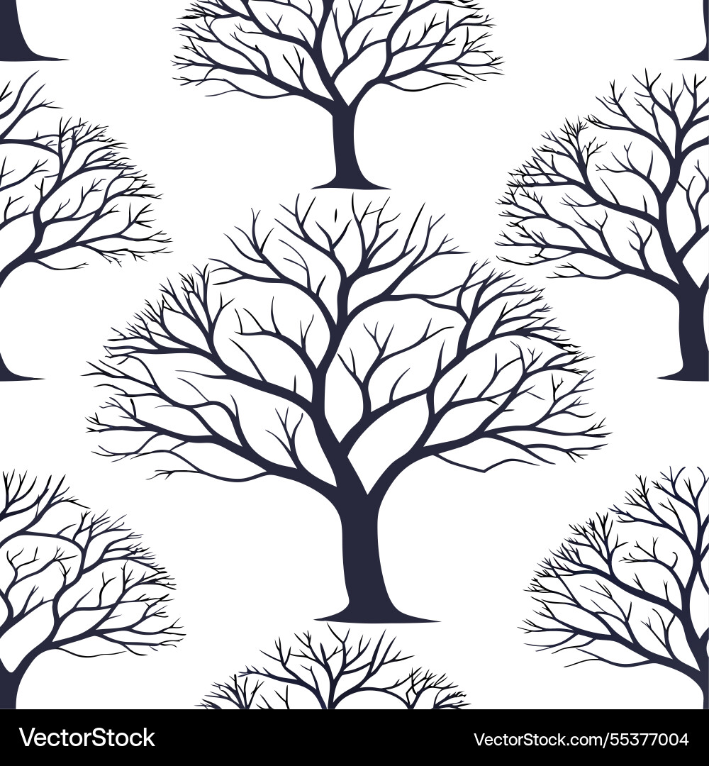 Winter trees seamless pattern with twisted Vector Image