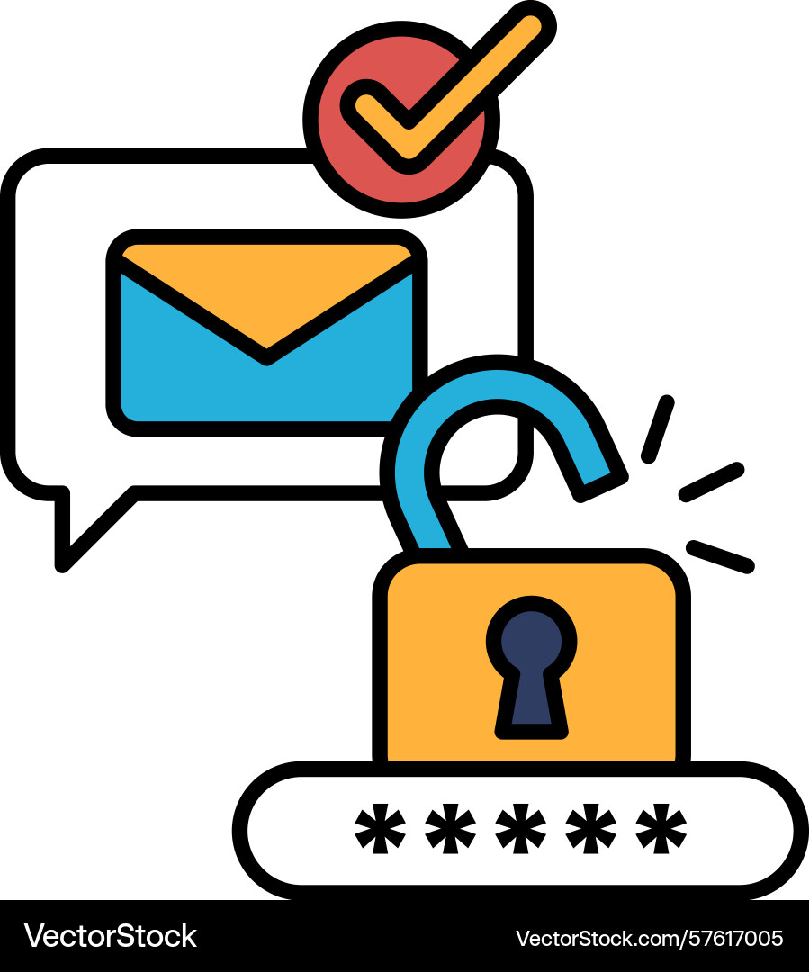 A lock with key and check mark A lock with key and check mark Vector Image