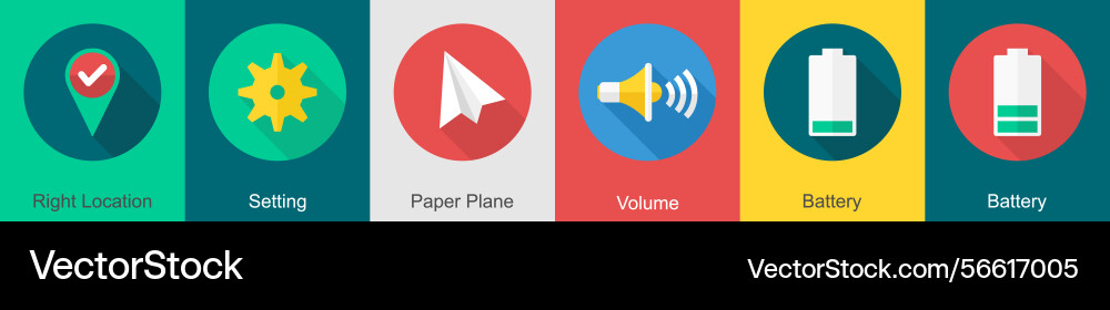 A set of 6 user interface icons as right location Vector Image