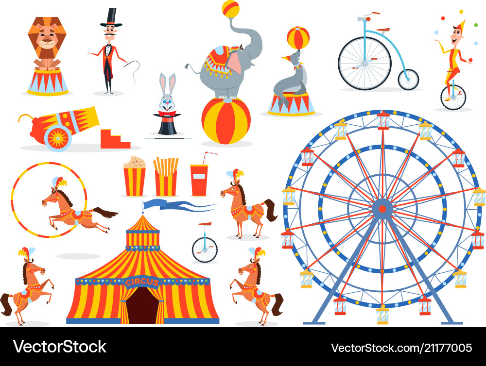 Circus Characters and Objects vector image