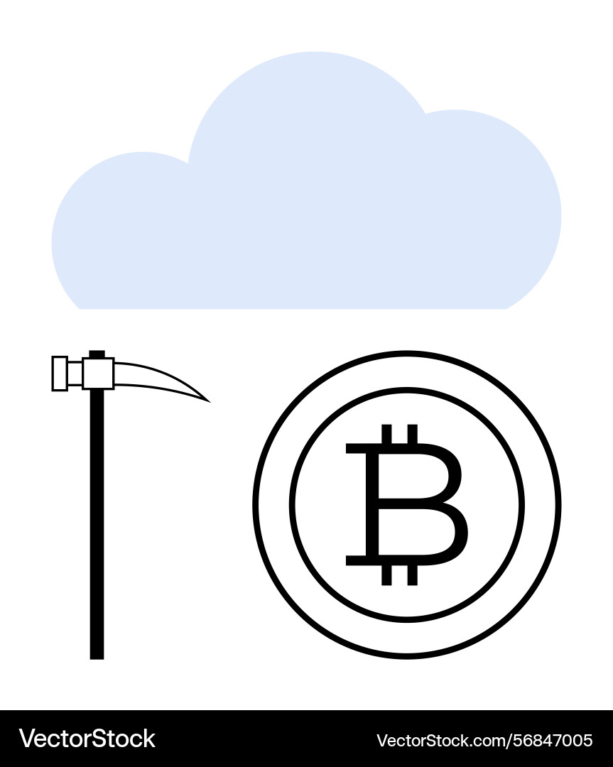 Cloud computing concept with bitcoin mining Cloud computing concept with bitcoin mining vector image