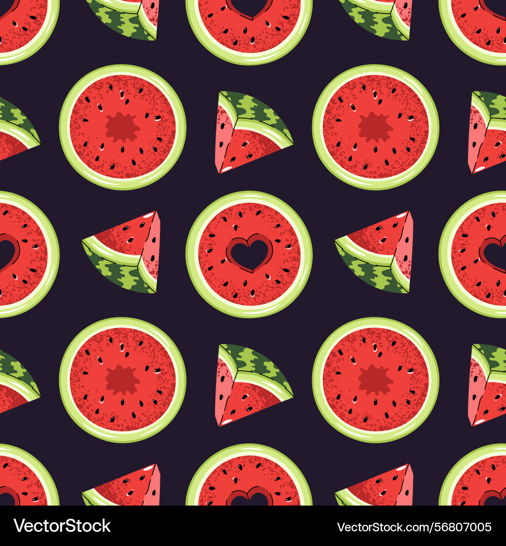 Flat style seamless pattern with watermelon slice Flat style seamless pattern with watermelon slice vector image