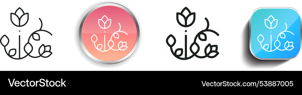 Floral design icon thin linear regular and button Vector Image