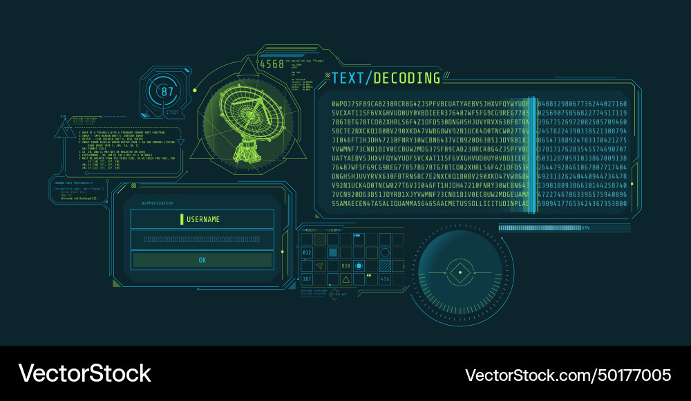 Futuristic hud interface for radio telescope data Futuristic hud interface for radio telescope data vector image