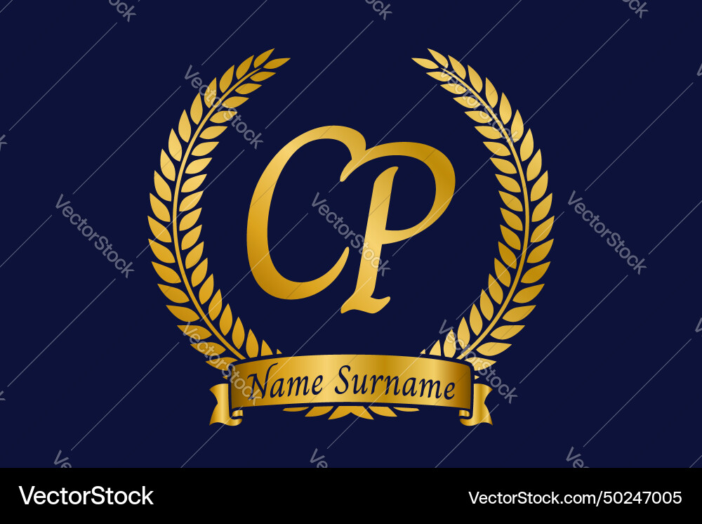 Initial letter c and p cp monogram logo design Initial letter c and p cp monogram logo design vector image