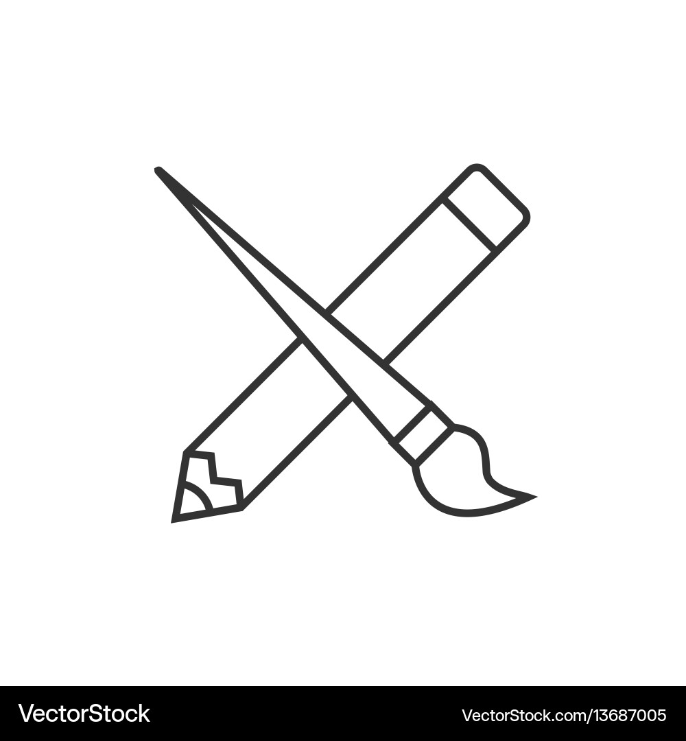 Kreuzstift mit Pinsel Kreuzstift mit Pinsel vektorbild