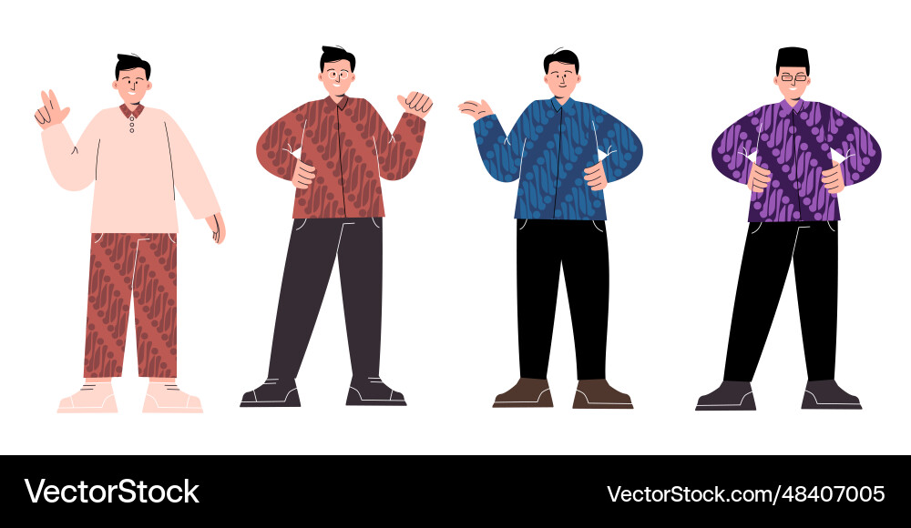 Man wearing batik traditional hand printed fashion Man wearing batik traditional hand printed fashion vector image