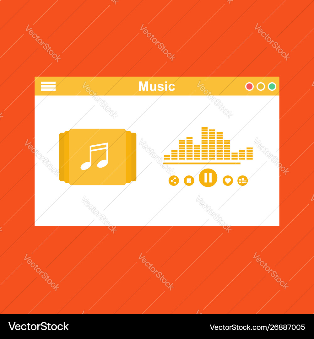 Media player application app template with flat Media player application app template with flat vector image