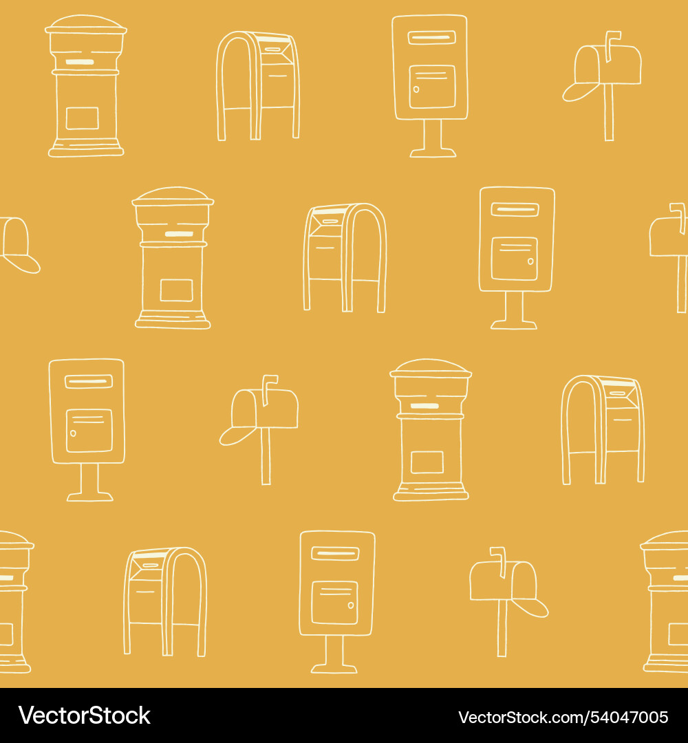 Outline collection of mailbox seamless pattern Outline collection of mailbox seamless pattern vector image