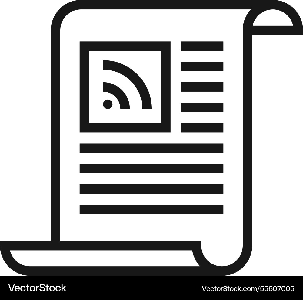 Rss feed flat line web icon concept Vector Image