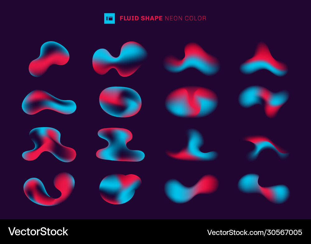 Set modern abstract gradient fluid shape neon Set modern abstract gradient fluid shape neon vector image