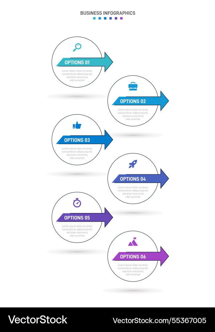 Vertical progress bar featuring 6 arrow-shaped Vertical progress bar featuring 6 arrow-shaped vector image