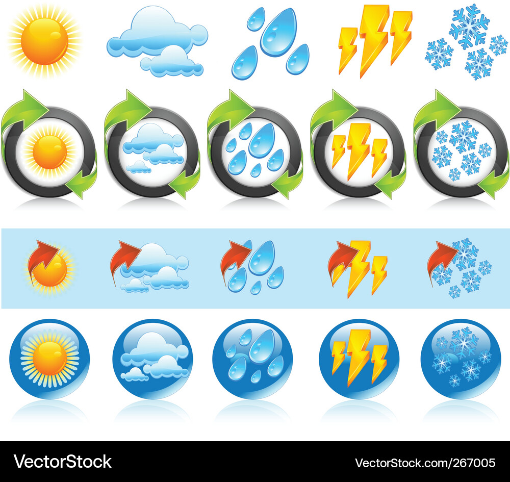 Weather round icons Vector Image