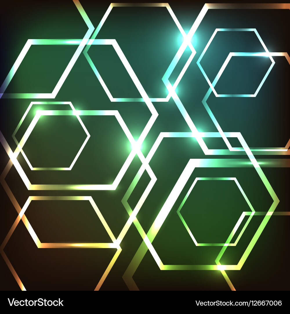 Abstract colorful neon background with hexagons vector image