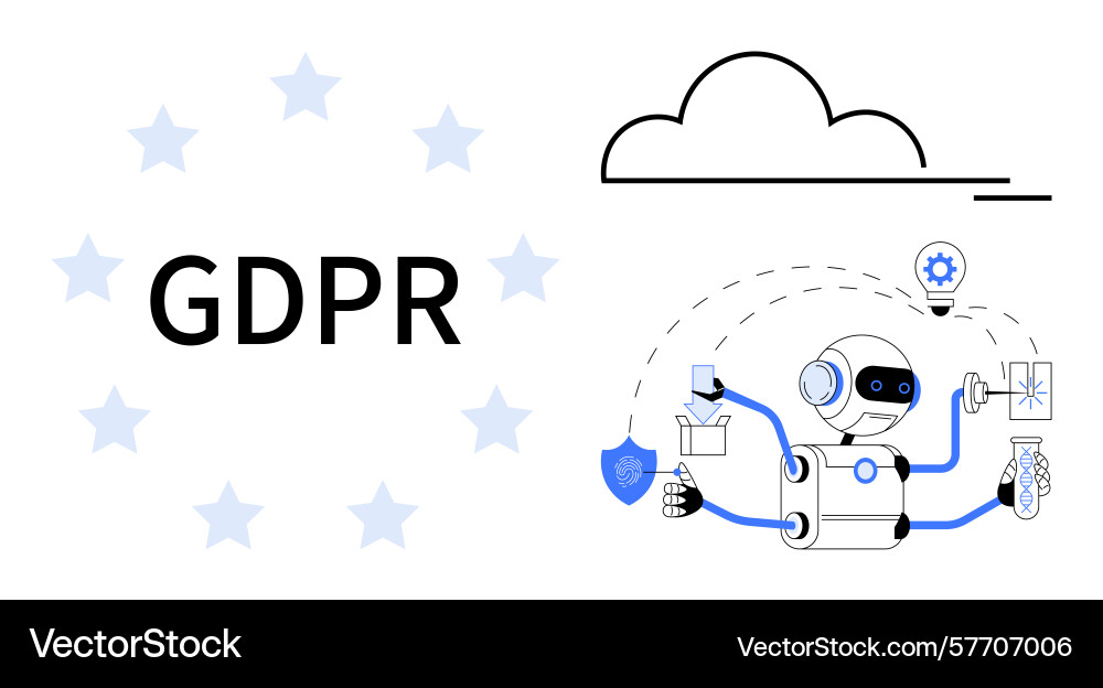 Gdpr concept with robot managing privacy security Gdpr concept with robot managing privacy security vector image