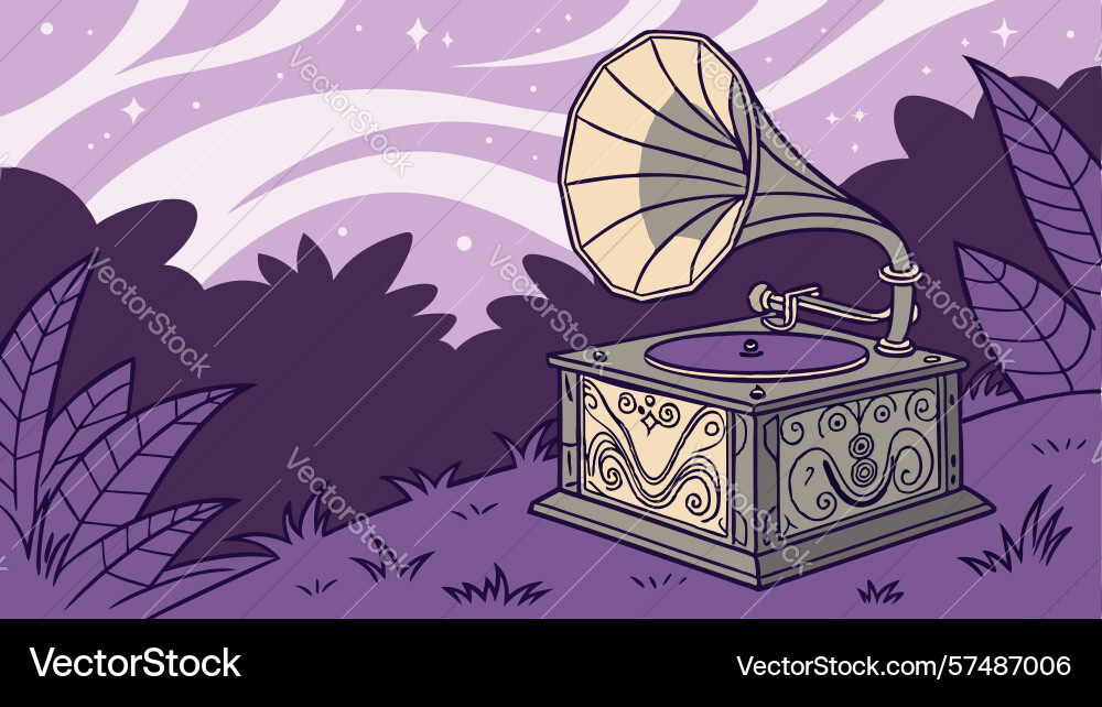Gramophone with abstract rippling patterns vector image