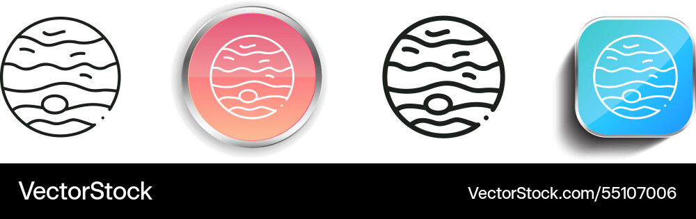 Jupiter icon thin linear regular and button style vector image