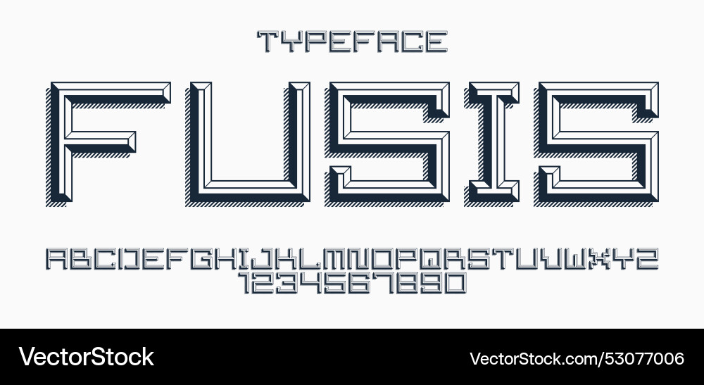 Minimal geometric cyberpunk font with facet Minimal geometric cyberpunk font with facet vector image