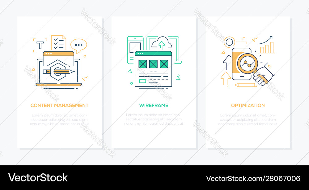 Web development - line design style banners set Web development - line design style banners set vector image