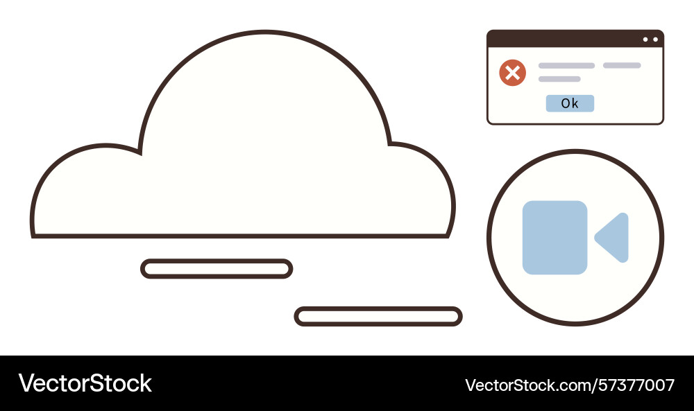 Cloud storage error with video playback Vector Image