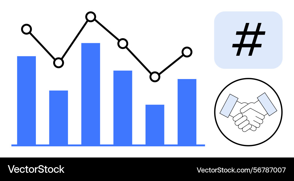 Data analysis with bar graph trend line metadata Data analysis with bar graph trend line metadata vector image