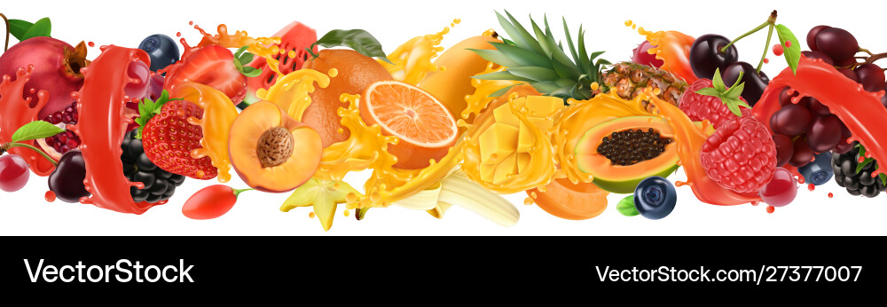 Frucht und Beeren platzen Spritzsaft süß Frucht und Beeren platzen Spritzsaft süß vektorbild