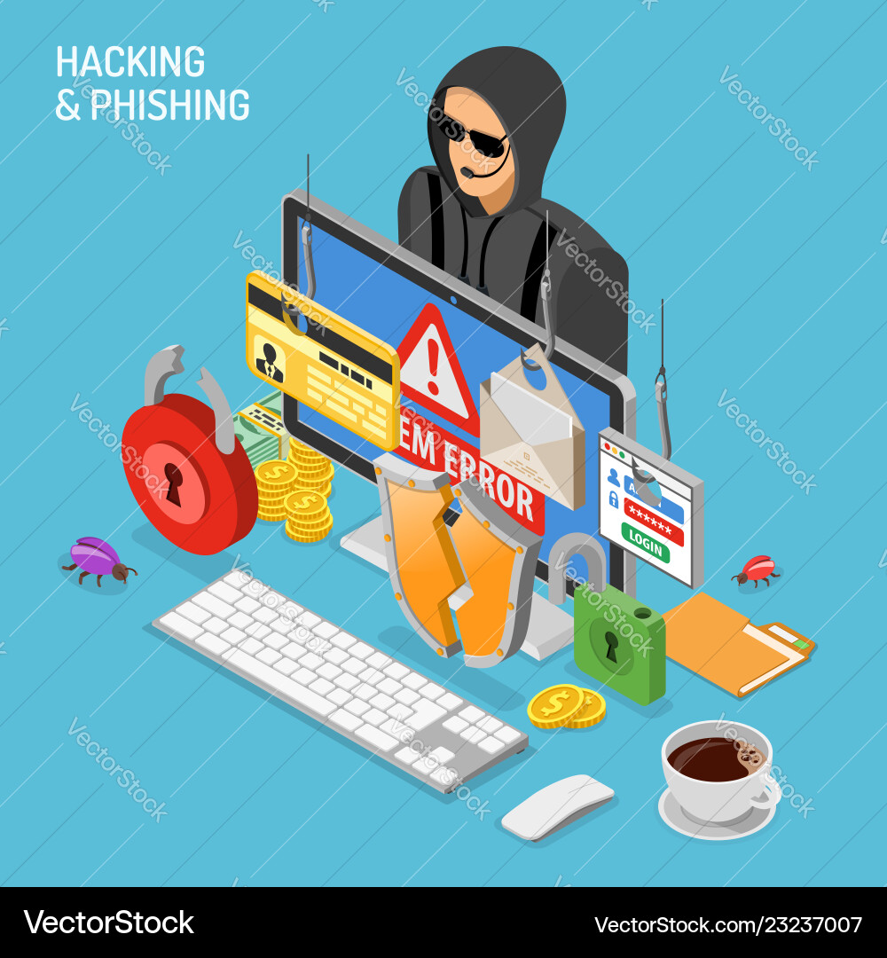 Hacker Activity Isometric Concept vector image