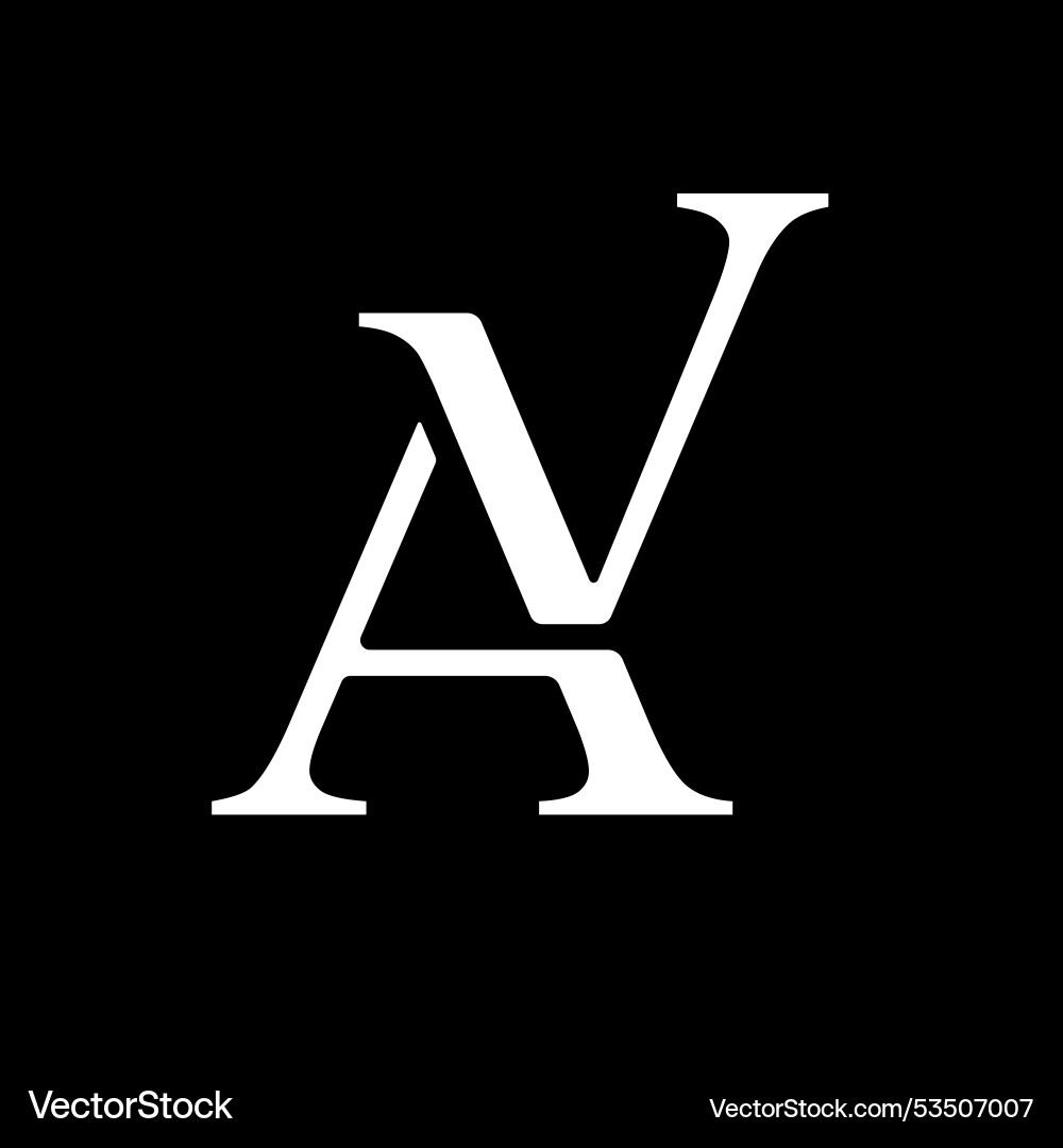 Letters a and v are combination of overlapping vector image
